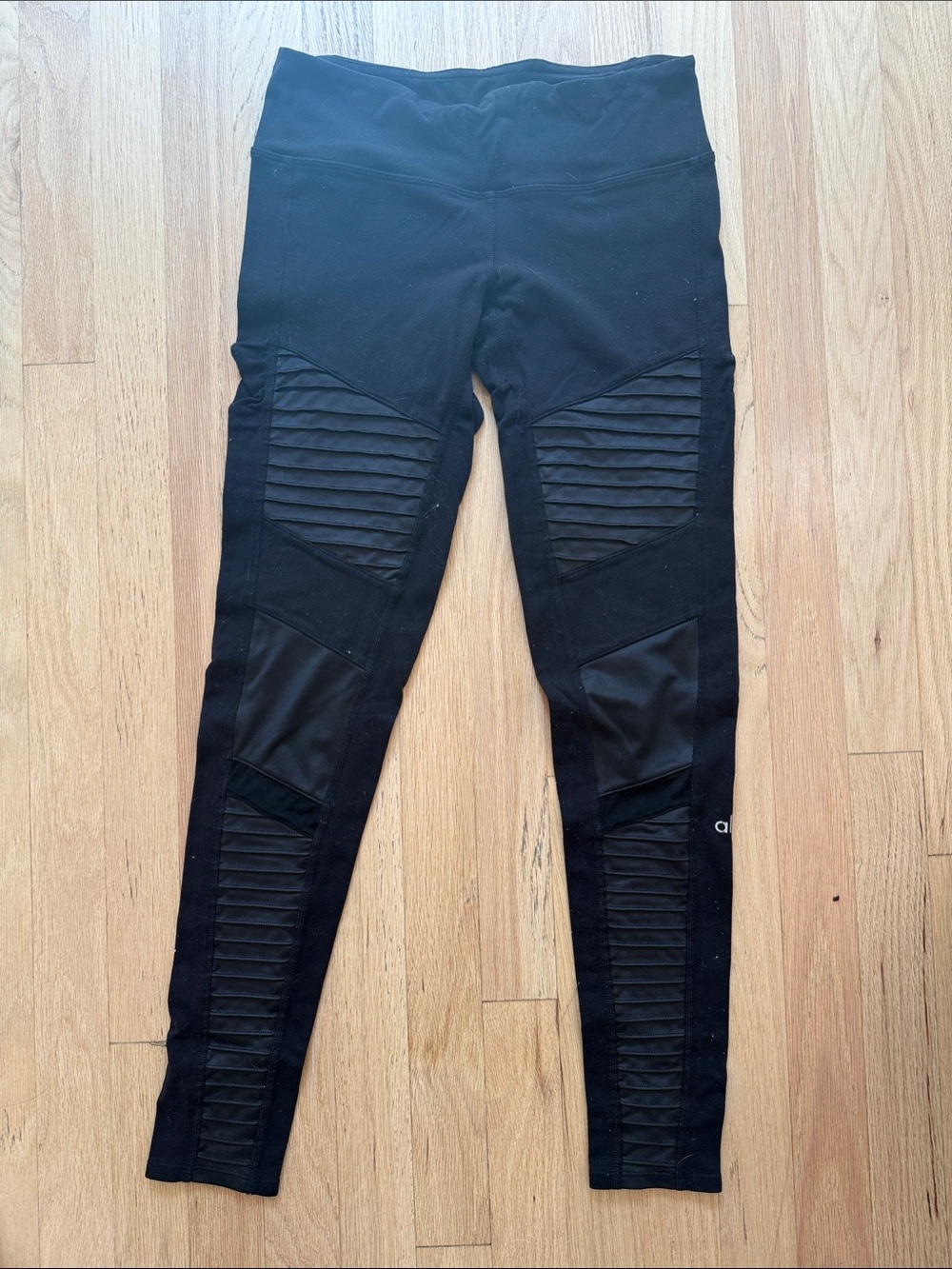 ALO Yoga Black Moto-Panel Leggings